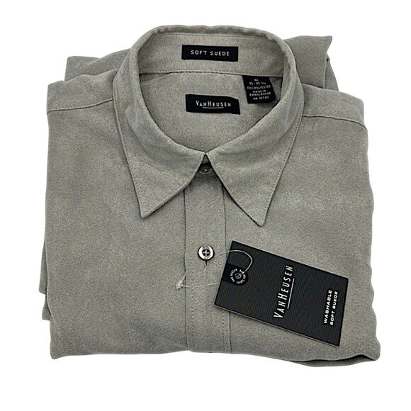 Men's Shirt 15-15 1/2 in Medium Long Sleeve NWT Sueded Neutral - Picture 1 of 10